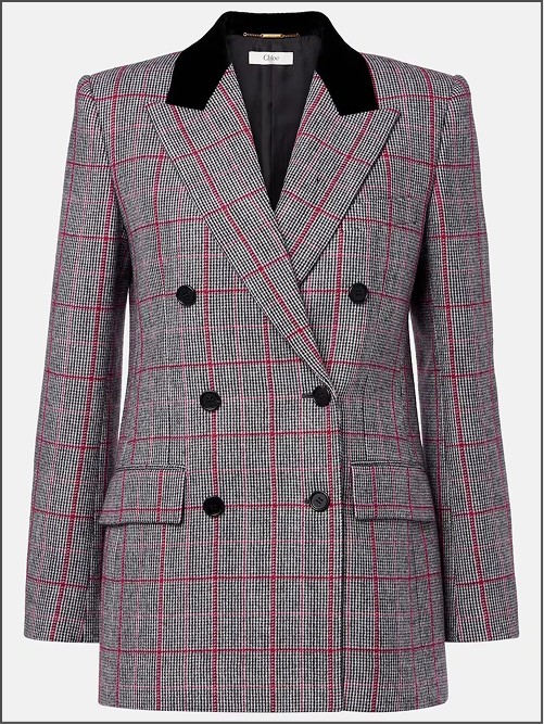 Checked Double-Breasted Wool Jacket