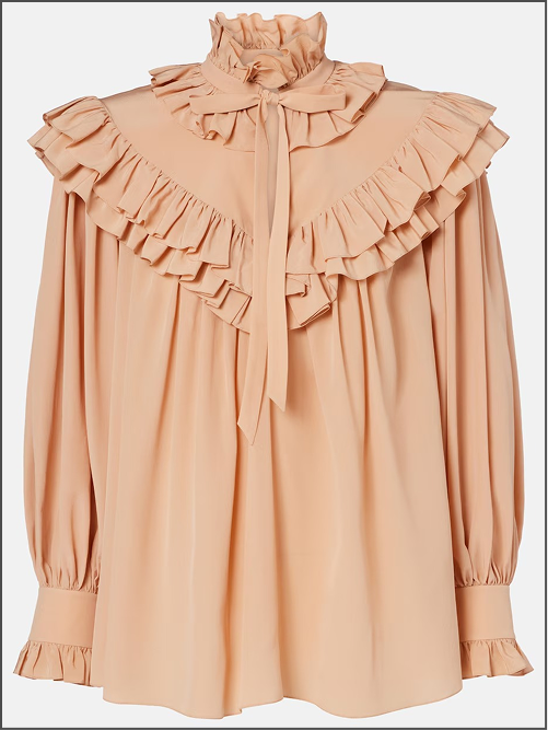 Ruffled Silk Crêpe De Chine Blouse