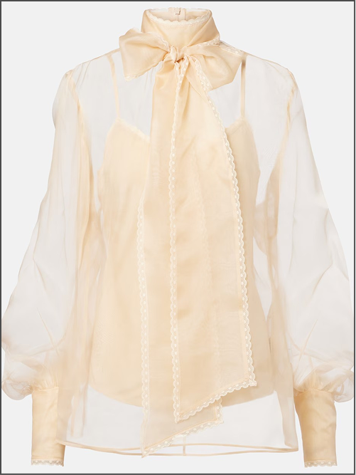 Bow-Detail Silk Organza Blouse
