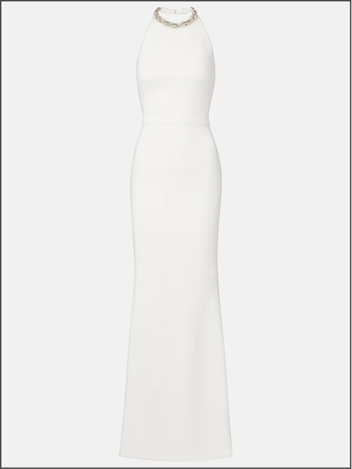 Crystal-Embellished Open-Back Gown