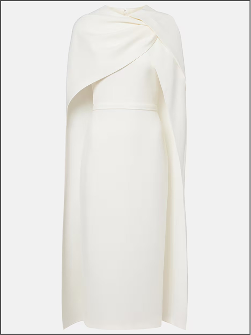 Bridal Oria Caped Crêpe Midi Dress
