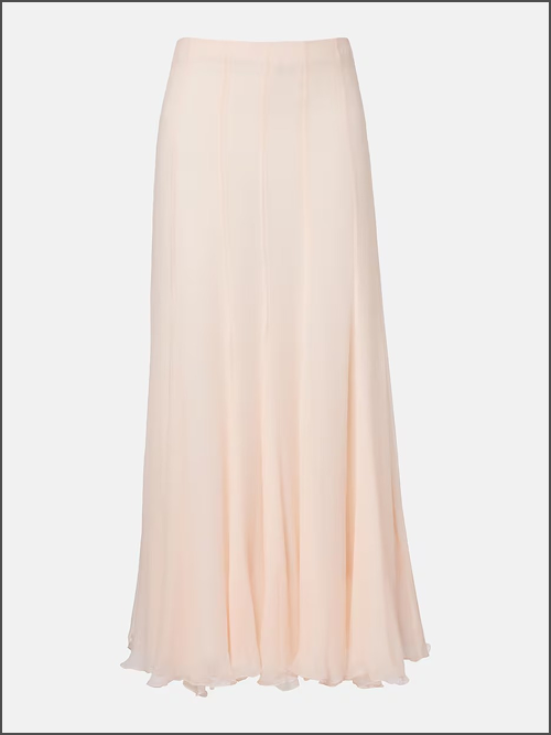 Pleated Silk Muslin Maxi Skirt