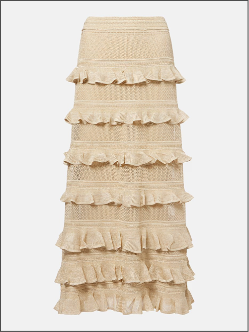 Hypnotic Tiered Lamé Maxi Skirt