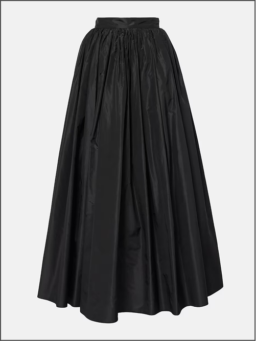 Chevron Pleated Wool Midi Skirt